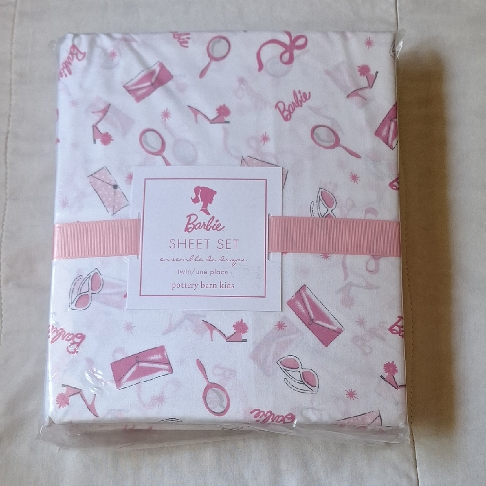 COPY - Barbie Sheet Set by Pottery Barn Kids - Pink and White